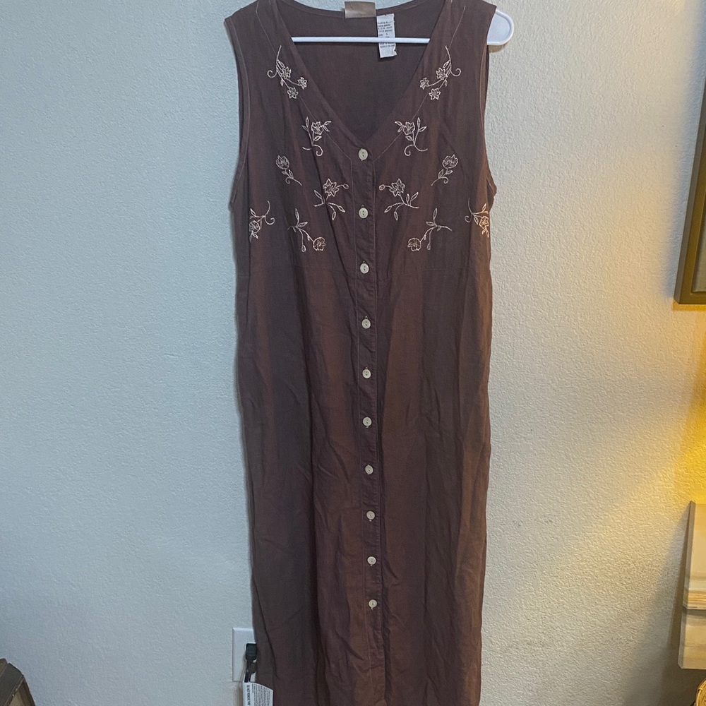 Napa Valley Linen Blend Browning Purple Sleeveless Button-Front Maxi